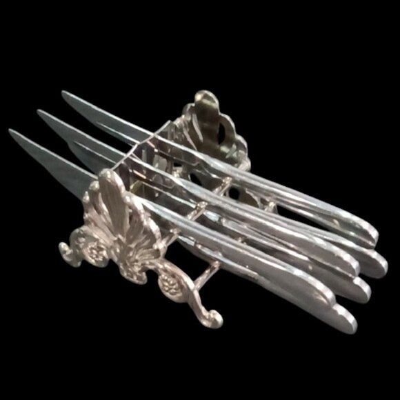 Vintage "Elegance" Buffet Silver Plate Knife Rest Caddy Silverware Holder - Picture 6 of 7